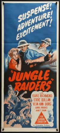 6k713 JUNGLE RAIDERS Aust daybill 1945 Kane Richmond, sensational serial thrills & chills!