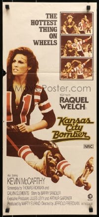 6k714 KANSAS CITY BOMBER Aust daybill 1972 roller derby girl Raquel Welch, hottest thing on wheels!