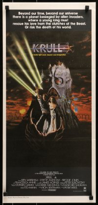 6k728 KRULL Aust daybill 1983 fantasy art of Ken Marshall & Lysette Anthony in monster's hand!