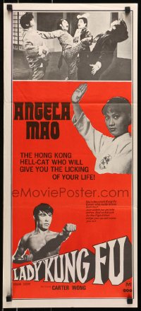 6k734 LADY KUNG FU Aust daybill 1972 the unbreakable China doll who gives you the licking of your life!