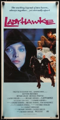 6k735 LADYHAWKE Aust daybill 1985 different image of Michelle Pfeiffer & young Matthew Broderick!