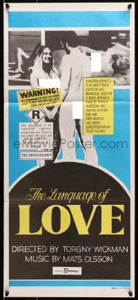 6k738 LANGUAGE OF LOVE Aust daybill 1969 Swedish sex, the film they tried to ban!