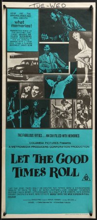 6k743 LET THE GOOD TIMES ROLL Aust daybill 1973 real 1950s rockers + Marilyn Monroe, blue style!