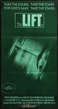 6k747 LIFT Aust daybill 1984 De Lift, wild Mittermeier horror art of little girl & corpse in elevator