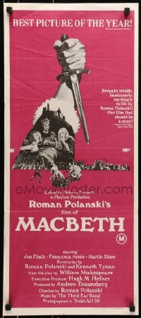 6k768 MACBETH Aust daybill 1972 Roman Polanski, Jon Finch, Francesca Annis, from Shakespeare!