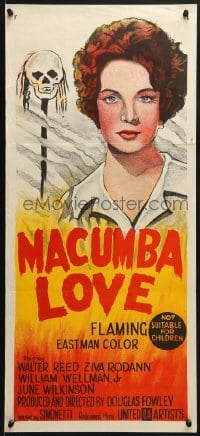 6k769 MACUMBA LOVE Aust daybill 1960 June Wilkinson, horror art, blood-lust of the voodoo queen!