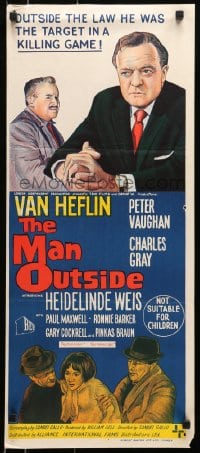 6k776 MAN OUTSIDE Aust daybill 1968 completely different art of worried Van Heflin and top cast!