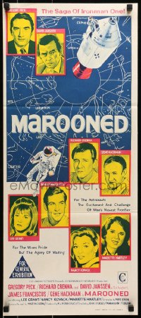 6k782 MAROONED Aust daybill 1970 Gregory Peck & Gene Hackman, great cast & rocket art!