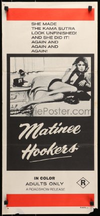 6k784 MATINEE WIVES Aust daybill 1970 he made the Kama Sutra look unfinished again and again and again!