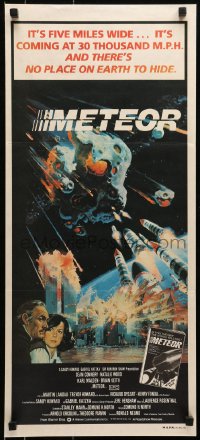 6k789 METEOR Aust daybill 1979 Sean Connery, Natalie Wood, cool sci-fi artwork by Michael Whipple!