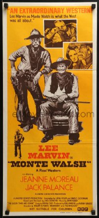 6k799 MONTE WALSH Aust daybill 1970 art of Lee Marvin, Jack Palance & Jeanne Moreau!
