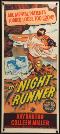 6k813 NIGHT RUNNER Aust daybill 1957 released mental patient Ray Danton romances pretty Colleen Miller!