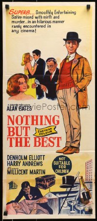 6k819 NOTHING BUT THE BEST Aust daybill 1964 Alan Bates, Denholm Elliot, Millicent Martin, English!