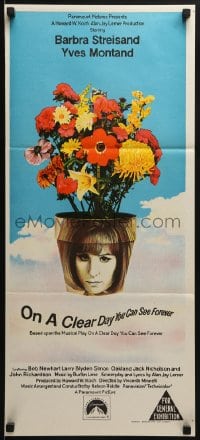 6k824 ON A CLEAR DAY YOU CAN SEE FOREVER Aust daybill 1970 art of Barbra Streisand in flower pot!
