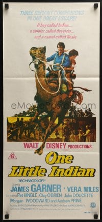 6k825 ONE LITTLE INDIAN Aust daybill 1973 Disney, artwork of James Garner & kid on camel!