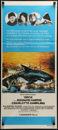 6k826 ORCA Aust daybill 1977 wild artwork of attacking Killer Whale by John Berkey!