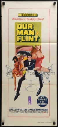 6k827 OUR MAN FLINT Aust daybill 1966 art of James Coburn, sexy James Bond spy spoof!