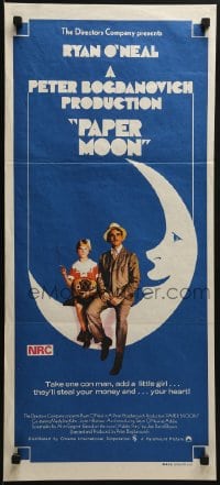 6k832 PAPER MOON Aust daybill 1973 great image of smoking Tatum O'Neal with dad Ryan O'Neal!