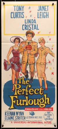 6k838 PERFECT FURLOUGH Aust daybill 1958 great artwork of Tony Curtis in uniform, Janet Leigh!