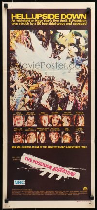 6k850 POSEIDON ADVENTURE Aust daybill 1972 Gene Hackman & Stella Stevens escaping by Mort Kunstler!
