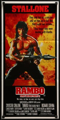 6k858 RAMBO FIRST BLOOD PART II Aust daybill 1985 no man, no law, no war can stop Stallone!