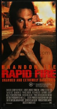 6k861 RAPID FIRE Aust daybill 1992 Powers Boothe, Nick Mancuso, great image of Brandon Lee!