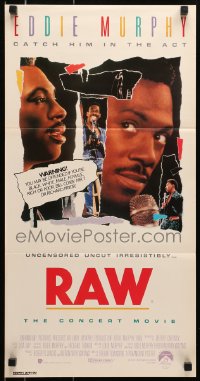 6k862 RAW Aust daybill 1987 Eddie Murphy stand up comedy live on stage uncensored & uncut!