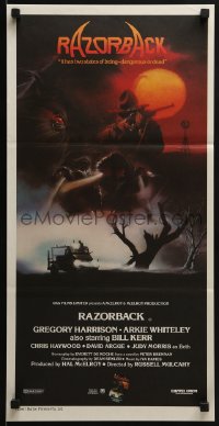 6k863 RAZORBACK Aust daybill 1984 Australian horror, cool artwork by Brian Clinton!