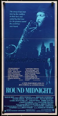 6k885 ROUND MIDNIGHT Aust daybill 1986 Dexter Gordon with saxophone, Bertrand Tavernier