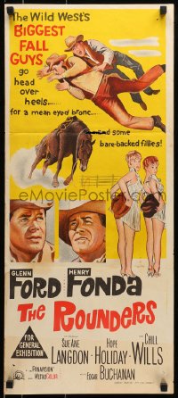 6k886 ROUNDERS Aust daybill 1965 Glenn Ford, Henry Fonda, sexy Sue Ane Langdon & Hope Holiday!