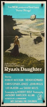 6k887 RYAN'S DAUGHTER Aust daybill 1970 David Lean, art of Sarah Miles on beach by Ron Lesser!