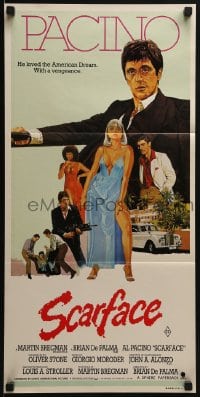 6k890 SCARFACE Aust daybill 1983 art of Al Pacino as Tony Montana, Michelle Pfeiffer!