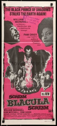 6k891 SCREAM BLACULA SCREAM Aust daybill 1973 image of black vampire William Marshall & Pam Grier!