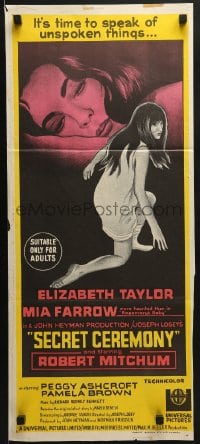 6k892 SECRET CEREMONY Aust daybill 1968 Elizabeth Taylor, Mia Farrow, Joseph Losey directed!