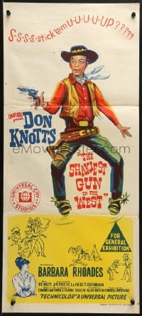 6k899 SHAKIEST GUN IN THE WEST Aust daybill 1968 full-length art of wacky Don Knotts!