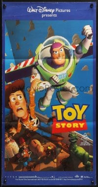6k959 TOY STORY Aust daybill 1996 Disney & Pixar cartoon, great image of Buzz, Woody & cast!