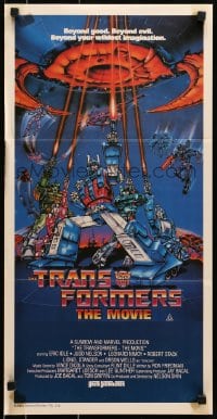 6k960 TRANSFORMERS THE MOVIE Aust daybill 1986 animated robot action cartoon, cool sci-fi artwork!