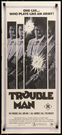 6k963 TROUBLE MAN Aust daybill 1972 action art of Robert Hooks, one cat who plays like an army!