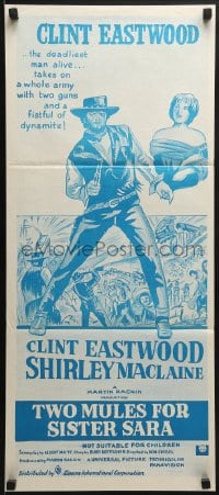 6k967 TWO MULES FOR SISTER SARA Aust daybill R1970s art of gunslinger Clint Eastwood & Shirley MacLaine!