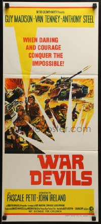 6k978 WAR DEVILS Aust daybill 1971 when daring and courage conquer the impossible, cool war art!