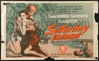 6k446 ISLAND OF DESIRE Aust special poster 1952 sexy Linda Darnell & barechested Tab Hunter!