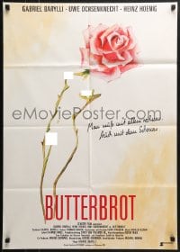 6k310 BUTTERBROT German 1990 Butterbread, great thorned, nude outline artwork of rose!