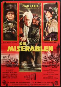 6k352 LES MISERABLES German 1958 different art of Jean Gabin as Jean Valjean and cast by Peltzer!