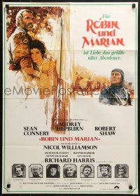 6k389 ROBIN & MARIAN German 1976 art of Sean Connery & Audrey Hepburn by Drew Struzan!