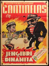 6k141 CANTINFLAS JENGIBRE CONTRA DINAMITA Mexican poster 1939 wacky art of him with gun!