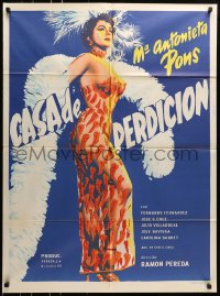 6k143 CASA DE PERDICION Mexican poster 1956 sexy Maria Antonieta Pons in see-through pepper dress!