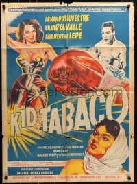 6k151 KID TABACO Mexican poster 1955 Silvestre, Zacarias Gomez Urquiza, different boxing art!