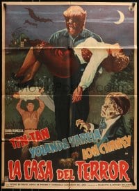 6k152 LA CASA DEL TERROR Mexican poster 1960 wacky images of Lon Chaney Jr., Mexican horror sci-fi!