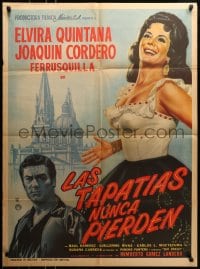 6k158 LAS TAPATIAS NUNCA PIERDEN Mexican poster 1965 Elvira Quintana, Joaquin Cordero!