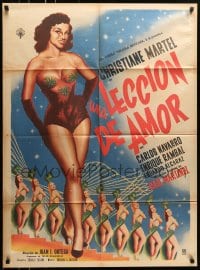 6k174 UNA LECCION DE AMOR Mexican poster 1956 wonderful art of sexy Christiane Martel & showgirls!